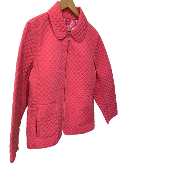 ESPRIT QUILTED Y2K PINK REVERSIBLE FLORAL FULL ZIP LS JACKET SIZE LARGE NWOT - Picture 3 of 16